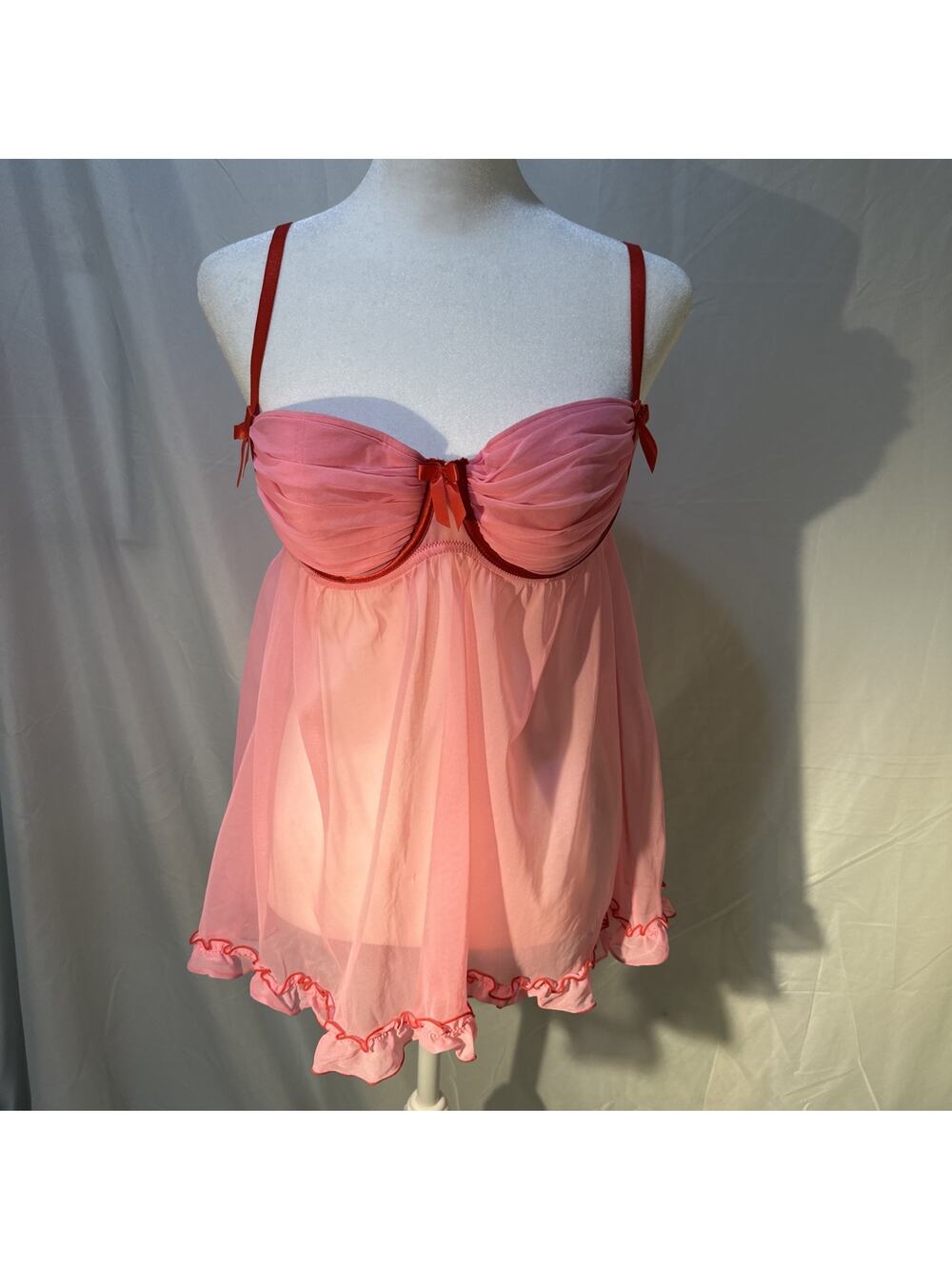 Victoria’s Secret Sexy Little Things Babydoll Pink Sheer Underwire Size 36C NWT